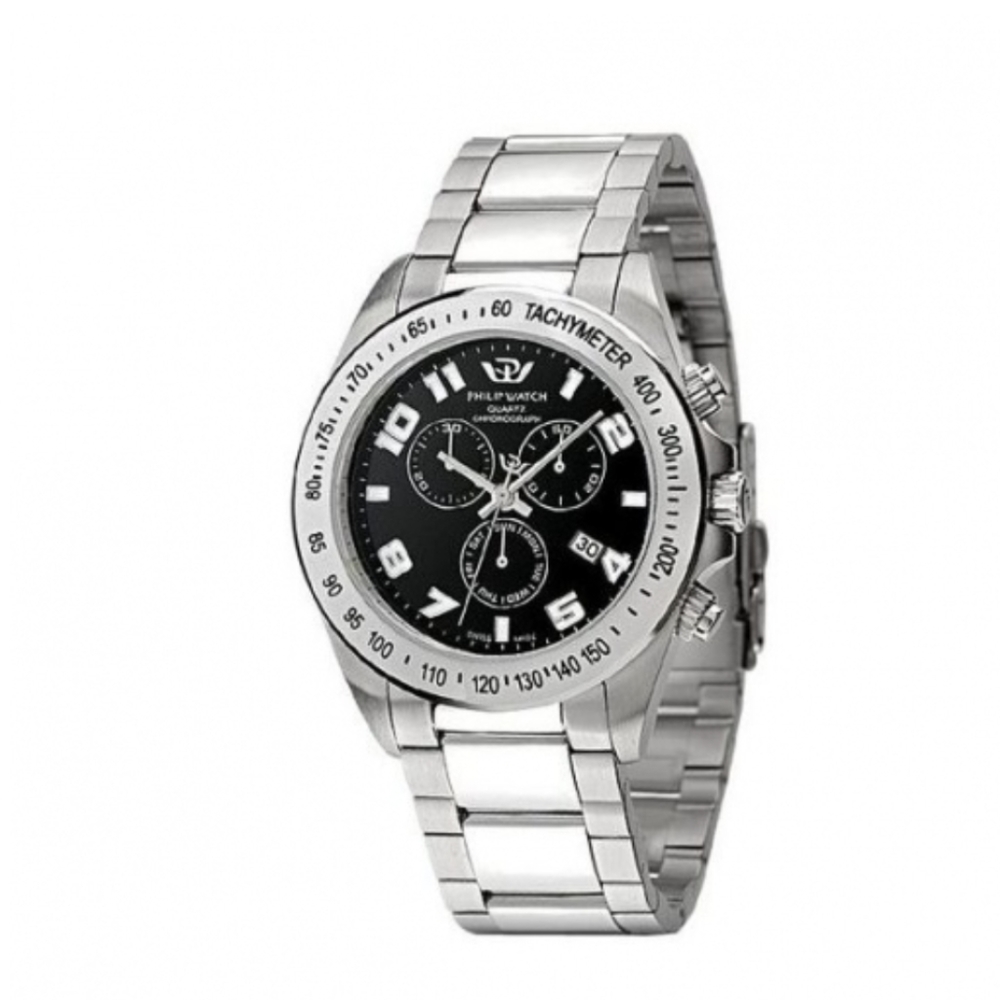 PHILIP WATCH CARIBBEAN WATCH IN STEEL AND BLACK DIAL R8273607025
